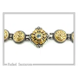 Natural Gemstone Byzantine Beaded Bracelet: Oxidized and 18K Gold Filled sterling Silver