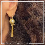 Greek Temple Column Natural Pearl Earrings: 18K Gold Filled Sterling Silver, Greek Museum Jewelry