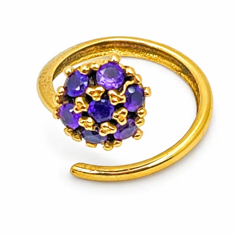 Sterling Silver 18K Gold Filled Rosette Ring • 7 Amethysts, Topaz, Peridot, Garnet Options