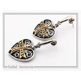 Maltese Knights Cross Holy Heart Earrings: Oxidized Sterling Silver and Gold-Filled