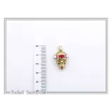Skull With Rose Flowers Wreath Gothic Necklace: Sterling Silver 18K Gold Filled Pendant