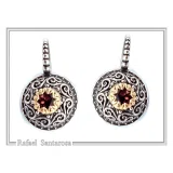 Byzantine Filigree Natural Gem Silver Earrings: Garnet, Topaz, Peridot, Amethyst, Pearl or Lapis