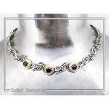 Genuine Lapis Lazuli Olive Branch beaded Nature Symbol Necklace, Floral Sterling Silver Jewelry
