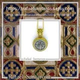 Jesus Christ Wins ICXC NIKA Talisman Constantinato Necklace: Oxidized Sterling Silver Gold filled filigree