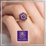 Sterling Silver 18K Gold Filled Rosette Ring • 7 Amethysts, Topaz, Peridot, Garnet Options