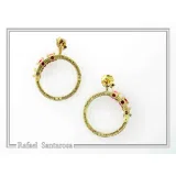 Alabaster Rose Flowers Gems Hoops Floral Earrings for Girls: Sterling Silver 18K Gold Filled