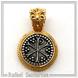 Chi Rho Christogram Jesus Symbol Necklace: Oxidized & Gold Filled Filigree Sterling Silver