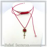 Konstantinato ICXC NIKA Cross Necklace: Red Enamel On 18K Gold-Filled Sterling Silver