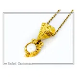 Natural Pearl Necklace: Byzantine Filigree 18K Gold-Filled Pendant