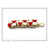 Handmade Rose Flowers Gems Pave Pendant: 18 K Gold-Filled Sterling Silver Beaded Floral Necklace
