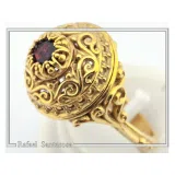 18k Solid Gold Byzantine Natural Gemstone Filigree Statement Ring: Handmade Boho Ring For Her