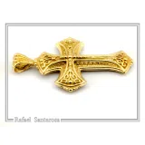 Byzantine Filigree Cross: 18k Solid Yellow Gold Greek Orthodox Religious Baptism Cross Pendant