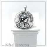 Athena Goddess Victorious Coin Pendant: Greek Museum Replica Oxidized Sterling Silver