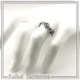Spiral Eternity Symbol Beaded Ring: Handmade Oxidized Sterling Silver