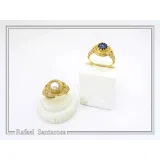 Natural Lapis Lazuli Greek Museum Ring: Handmade Filigree antefix 18K Gold-Filled Sterling Silver