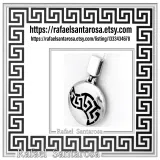 Weavy Greek Key Meander Eternity Symbol Necklace: Solid Sterling Silver Pendant