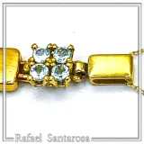 Sterling Silver Gold Filled Sky Blue Topaz Dangle Pendant Art Deco Handmade Necklace