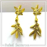 18K Gold Filled Sterling Silver Olive Branch Dangle Earrings: Floral Olive Greek Jewelry