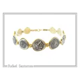 Beaded Greek Coins Bracelet: Museum Replicas Coins Oxidised and 18k Gold Filled Sterling Silver