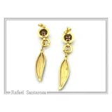 Olive Leaf Floral Dangle & Drop Earrings: Transparent Enamel, Natural Garnet, 18K Gold Filled Silver