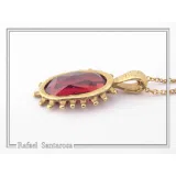 Handmade Garnet Pendant: Sterling Silver 18K Gold-Filled Bezel