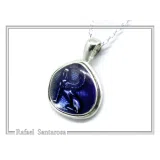 Sphinx of Delphi Greek Coin Necklace: Sky Blue Transparent Enamel on Sterling Silver Coin