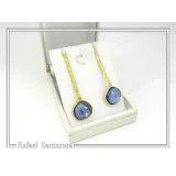 Sea Rock Drop Earrings: Sea Blue Enamel on Gold-Filled Sterling Silver