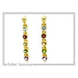 Byzantine Filigree Multi Gemstone Dangle Beaded Earrings: 18k Gold-Filled Sterling Silver