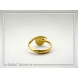 Greek Macedonian Sun Adjustable Statement Ring: Sculptured Marble, Zircon, 18K Gold-Filled Sterling Silver