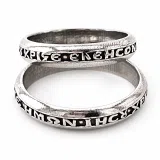 Oxidized Sterling Silver Orthodox Prayer "Kyrie Eleison" Band Ring: Handmade Religious Jewelry