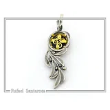 Natural Lapis Olive Leaf Pendant Floral Necklace: Oxidized Sterling Silver 18K Gold Filled Bezel