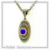 Genuine Lapis Lazuli Byzantine Way Crafted Pendant: Oxidised & Gold-Filled Sterling Silver