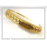 Greek Key Meander Design Adjustable Cuff Bracelet: Sterling Silver 18K Gold Filled