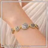 Beaded Museum Greek Coins Bracelet: Oxidised and 18K Gold Filled Sterling Silver replicas