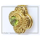 Byzantine Cross Pendant Sterling Silver 18k Gold Filled Peridot 5mm Gemstone Brilliant Cut Necklace