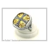 Byzantine Cross Statement Ring: Sterling Silver, 18K Gold Filled, Greek Orthodox Religious Ring
