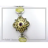 Byzantine Style Natural Gemstones Beaded Bracelet: Oxidized & 18K Gold-Filled Sterling Silver