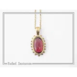 Handmade Garnet Pendant: Sterling Silver 18K Gold-Filled Bezel