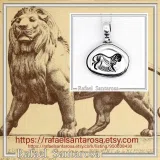 Lion seal Pendant, Ancient Greek Replica Museum Necklace for Him: Oxidized Sterling Silver