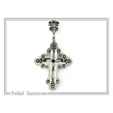 Byzantine Religious Cross Pendant Sterling Silver Oxidised 18k Gold Filled Garnet Necklace