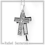 Byzantine Relic Holder Reliquary Cross Pendant: Oxidized Sterling Silver Cross for Men
