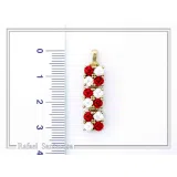 Handmade Rose Flowers Gems Pave Pendant: 18 K Gold-Filled Sterling Silver Beaded Floral Necklace