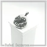 Greek Owl Coin Tetradrachm museum Replica Pendant: Oxidized Sterling Silver