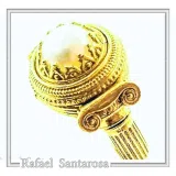 Ancient Greek Temple Ionic Column Natural Pearl Ring 18K Gold-Filled Sterling Silver, Museum Inspired