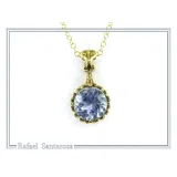 18K solid Gold Filigree delicate Byzantine Pendant: Sky Blue Topaz Filigree Charm