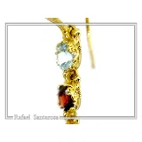 18k Gold Byzantine Filigree Multi Gemstone Dangle Beaded Earrings: Multi Coloured Natural Gems
