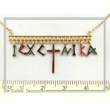 IC XC NIKA Dangle Necklace: Handmade Silver Gold Filled and enamel Christogram Talisman