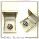 Natural African Amethyst Byzantine Ring: Oxidized Silver & 18k Gold Filled Filigree Bezel