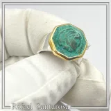 Alexander the Greek Coin Ring, 14K Gold Bezel, Oxidised Copper, Sterling Silver Band, Museum Jewelry