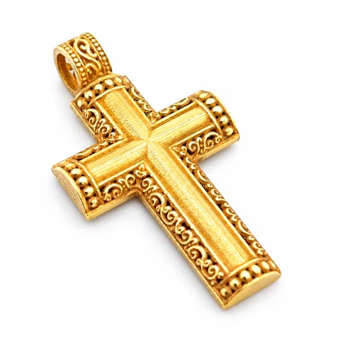 Byzantine Filigree Christian Religious Cross Pendant 18K Gold Filled Sterling Silver